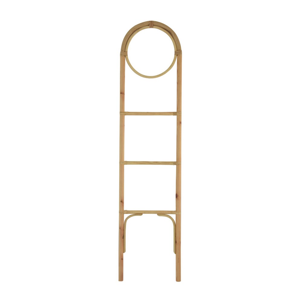 Kinu Decorative Ladder Rack with Round Top, Natural Brown Fiber, 72 Inch