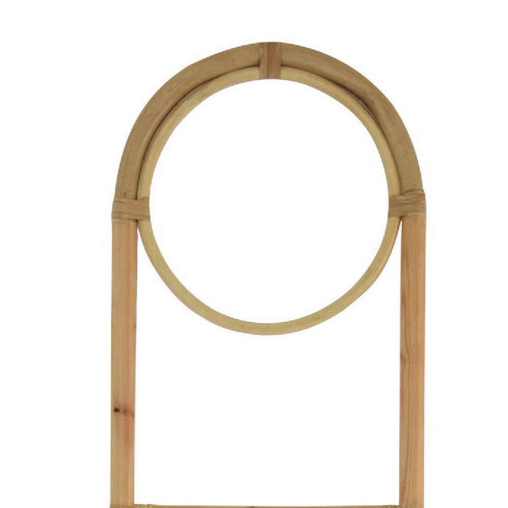 Kinu Decorative Ladder Rack with Round Top, Natural Brown Fiber, 72 Inch