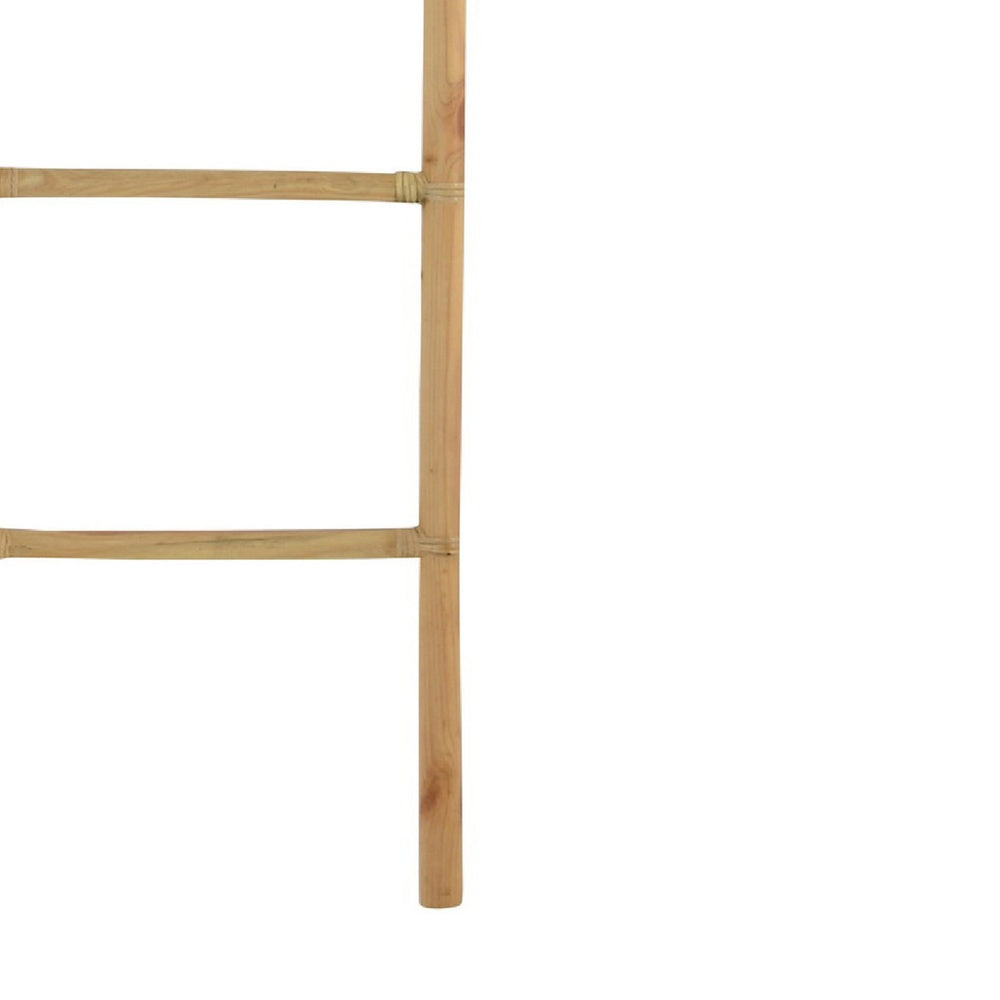 Kinu Decorative Ladder Rack with Arch Top, Natural Brown Wood, 72 Inch-BM353404