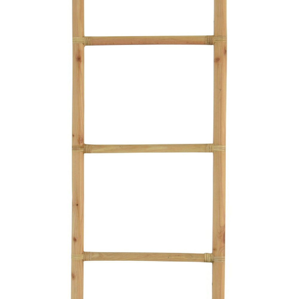 Kinu Decorative Ladder Rack with Arch Top, Natural Brown Wood, 72 Inch-BM353404