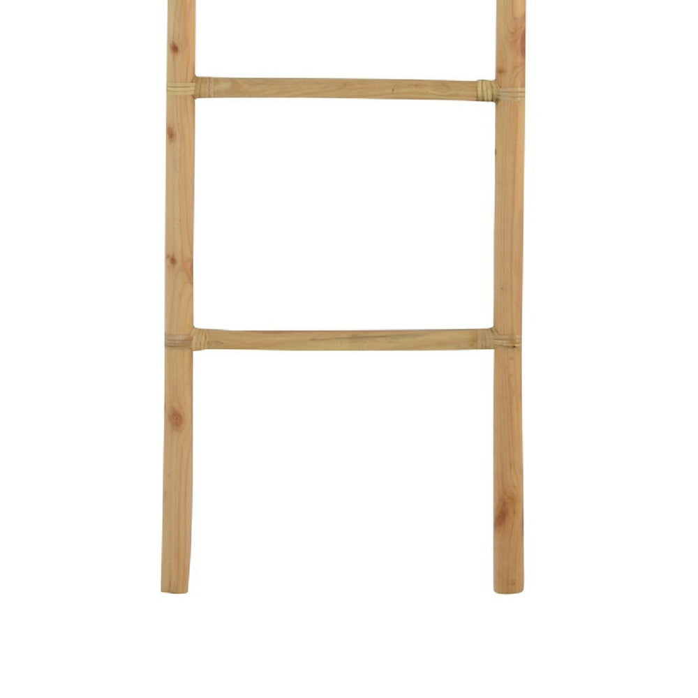 Kinu Decorative Ladder Rack with Arch Top, Natural Brown Wood, 72 Inch-BM353404