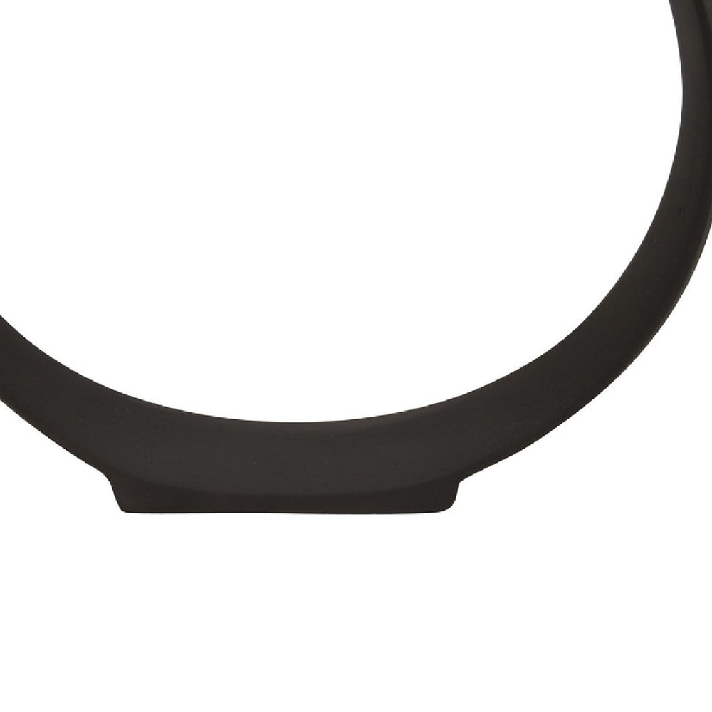 Circular Ring Sculpted Tabletop Décor Set of 2, Matte Black Metal-BM353405