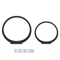 Circular Ring Sculpted Tabletop Décor Set of 2, Matte Black Metal-BM353405