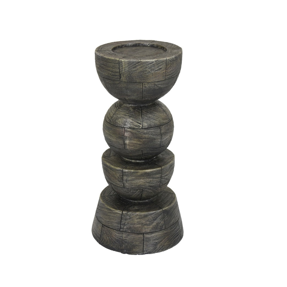 Tabletop Pillar Décor, Stacked Totem Style, Brown Resin, 13 Inch-BM353406
