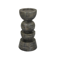 Tabletop Pillar Décor, Stacked Totem Style, Brown Resin, 13 Inch-BM353406