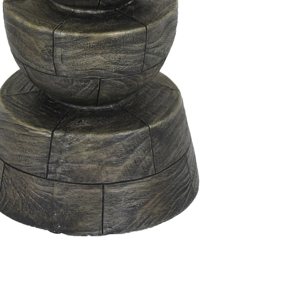 Tabletop Pillar Décor, Stacked Totem Style, Brown Resin, 13 Inch-BM353406