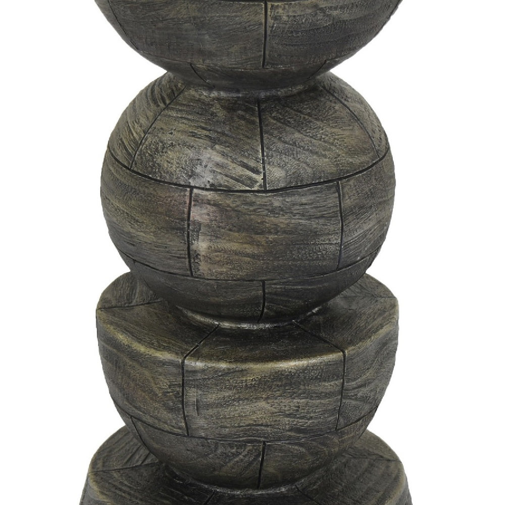 Tabletop Pillar Décor, Stacked Totem Style, Brown Resin, 13 Inch-BM353406