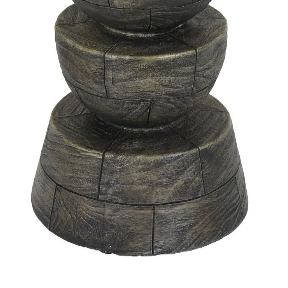 Tabletop Pillar Décor, Stacked Totem Style, Brown Resin, 13 Inch-BM353406