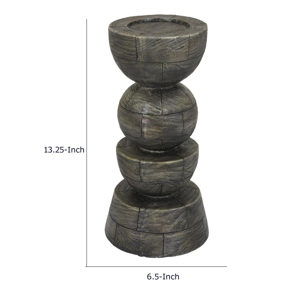 Tabletop Pillar Décor, Stacked Totem Style, Brown Resin, 13 Inch-BM353406