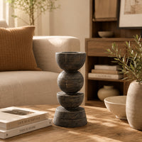 Tabletop Pillar Décor, Stacked Totem Style, Brown Resin, 13 Inch-BM353406