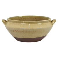 Decorative Serving Bowl, 2 Tone Rustic Brown Glazed Ceramic, 11 Inch-BM353407
