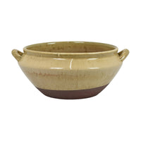 Decorative Serving Bowl, 2 Tone Rustic Brown Glazed Ceramic, 11 Inch-BM353407