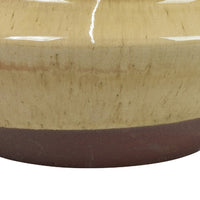 Decorative Serving Bowl, 2 Tone Rustic Brown Glazed Ceramic, 11 Inch-BM353407