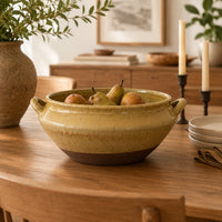 Decorative Serving Bowl, 2 Tone Rustic Brown Glazed Ceramic, 11 Inch-BM353407