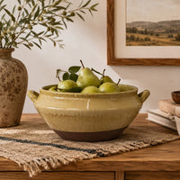 Decorative Serving Bowl, 2 Tone Rustic Brown Glazed Ceramic, 11 Inch-BM353407