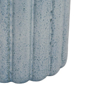 Scalloped Planter, Cylindrical Shape, Speckled Blue Ceramic 11 Inch-BM353410