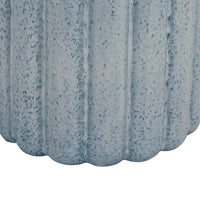 Scalloped Planter, Cylindrical Shape, Speckled Blue Ceramic 11 Inch-BM353410