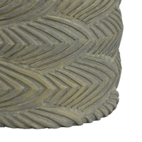 Cylindrical Planter, Raised Feather Motifs, Gray and Gold Terracotta 7 Inch-BM353411