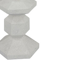 Tabletop Pillar Candle Stand, Stacked Geometric Shapes, White Resin 18 Inch-BM353413