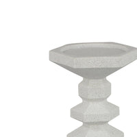 Tabletop Pillar Candle Stand, Stacked Geometric Shapes, White Resin 18 Inch-BM353413