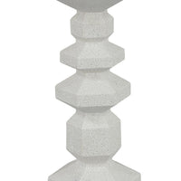 Tabletop Pillar Candle Stand, Stacked Geometric Shapes, White Resin 18 Inch-BM353413