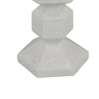 Tabletop Pillar Candle Stand, Stacked Geometric Shapes, White Resin 18 Inch-BM353413