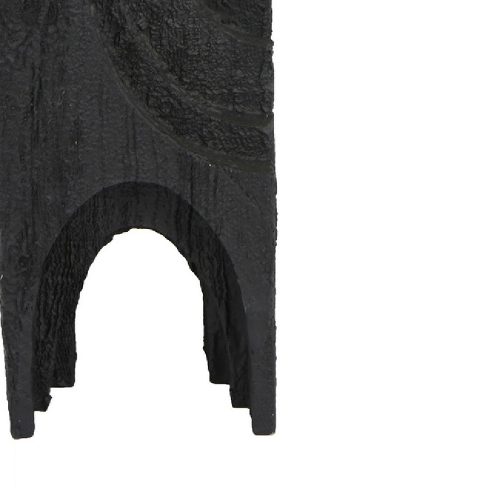 Tabletop Decor, Pillar Candle Stand, Geometric Cutouts, Black Resin 21 Inch-BM353414