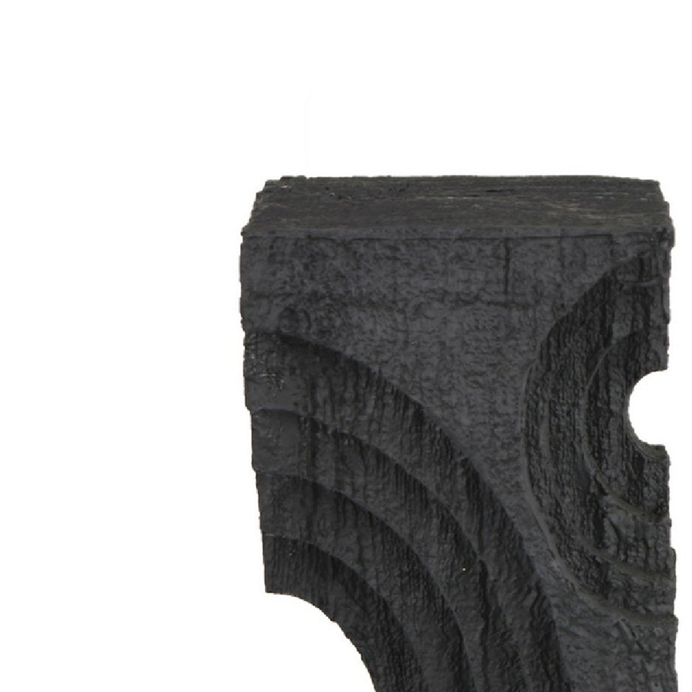 Tabletop Decor, Pillar Candle Stand, Geometric Cutouts, Black Resin 21 Inch-BM353414