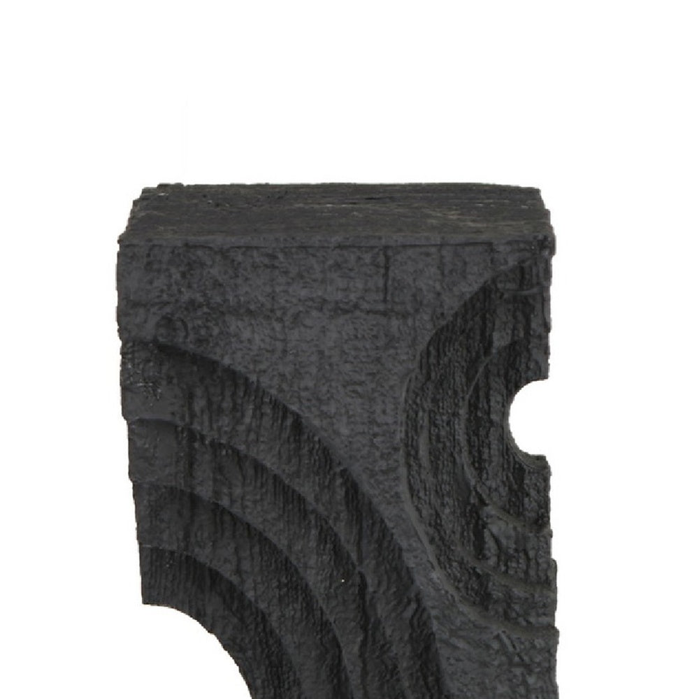 Tabletop Decor, Pillar Candle Stand, Geometric Cutouts, Black Resin 21 Inch-BM353414