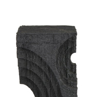 Tabletop Decor, Pillar Candle Stand, Geometric Cutouts, Black Resin 21 Inch-BM353414