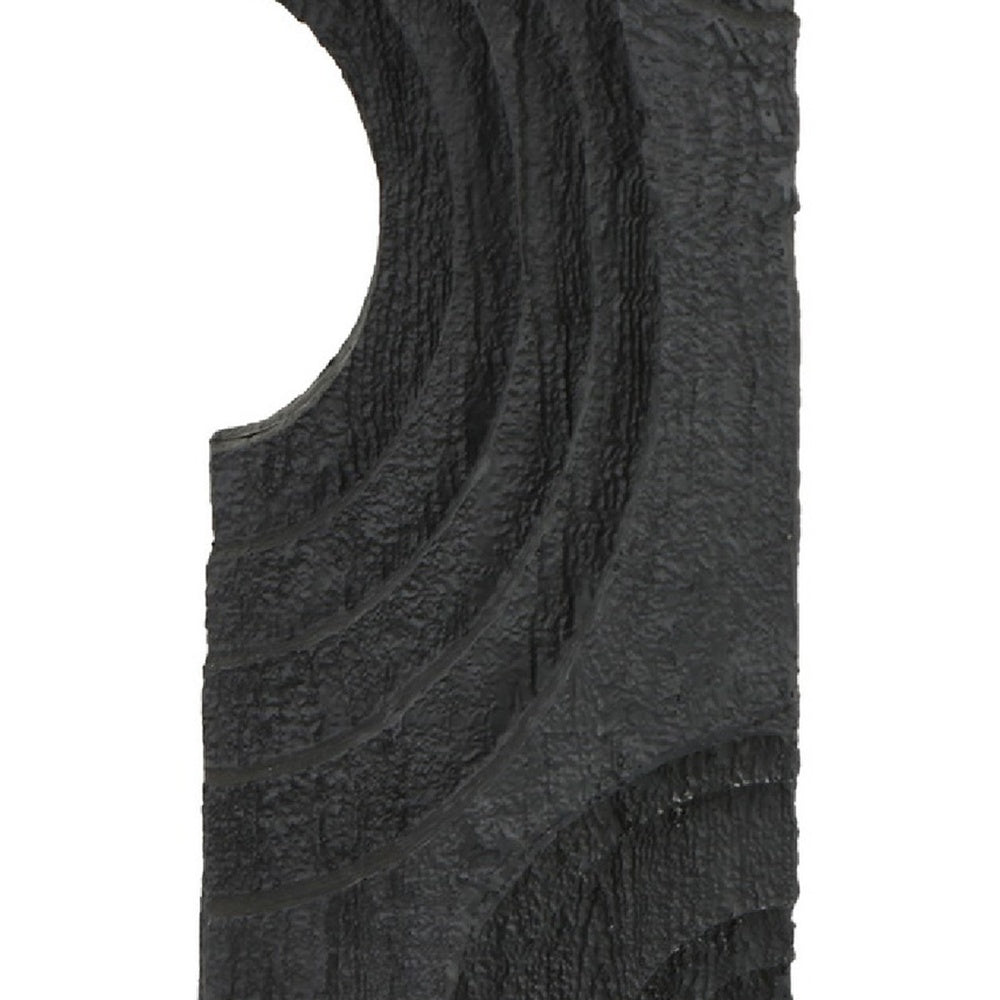 Tabletop Decor, Pillar Candle Stand, Geometric Cutouts, Black Resin 21 Inch-BM353414