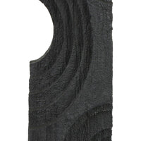 Tabletop Decor, Pillar Candle Stand, Geometric Cutouts, Black Resin 21 Inch-BM353414