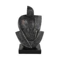 Tabletop Decor, Cubist Style Sculpture w Base, Dark Gray Resin 11 Inch-BM353415