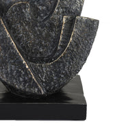 Tabletop Decor, Cubist Style Sculpture w Base, Dark Gray Resin 11 Inch-BM353415