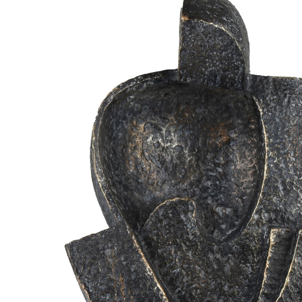 Tabletop Decor, Cubist Style Sculpture w Base, Dark Gray Resin 11 Inch-BM353415