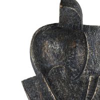 Tabletop Decor, Cubist Style Sculpture w Base, Dark Gray Resin 11 Inch-BM353415