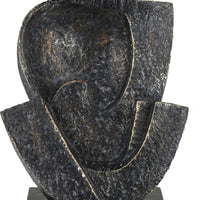 Tabletop Decor, Cubist Style Sculpture w Base, Dark Gray Resin 11 Inch-BM353415