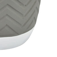 Decorative Planter, Chevron Design, Gray and White 7 Inch Terracotta-BM353416