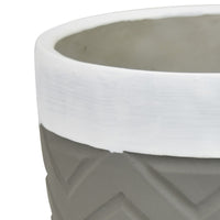 Decorative Planter, Chevron Design, Gray and White 7 Inch Terracotta-BM353416