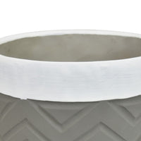 Decorative Planter, Chevron Design, Gray and White 7 Inch Terracotta-BM353416