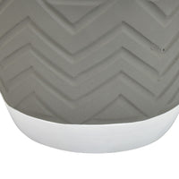 Decorative Planter, Chevron Design, Gray and White 7 Inch Terracotta-BM353416