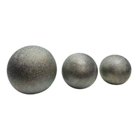 Decorative Ball Orb Set of 3, Cross-Hatched Texture, Antique Silver Ceramic-BM353417