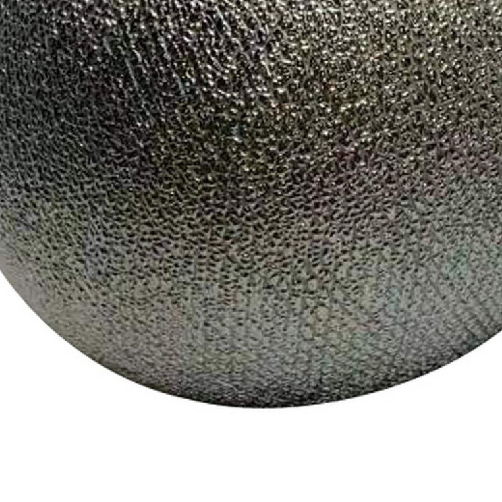 Decorative Ball Orb Set of 3, Cross-Hatched Texture, Antique Silver Ceramic-BM353417