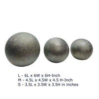 Decorative Ball Orb Set of 3, Cross-Hatched Texture, Antique Silver Ceramic-BM353417