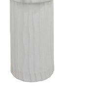 Asmi Decorative Vase, 2-Tier Design, Wavy Ribbed White Ceramic 14 Inch-BM353418