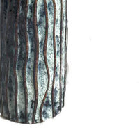 Asmi Decorative Vase, 2-Tier Design, Ribbed Brown and Gray Ceramic 14 Inch-BM353419