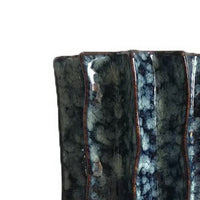 Asmi Decorative Vase, 2-Tier Design, Ribbed Brown and Gray Ceramic 14 Inch-BM353419