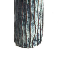 Asmi Decorative Vase, 2-Tier Design, Ribbed Brown and Gray Ceramic 14 Inch-BM353419