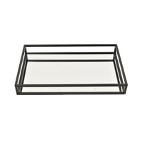Shaya Rectangular Tray, Gallery Frame w Rails, Glass, Black Metal 16 Inch-BM353424
