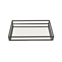Shaya Rectangular Tray, Gallery Frame w Rails, Glass, Black Metal 16 Inch-BM353424